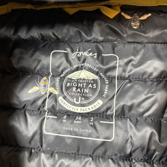 NWT Joules Jacket Womens US 2 Black Snug Long Puffer Showerproof Hooded Coat - Picture 7 of 9